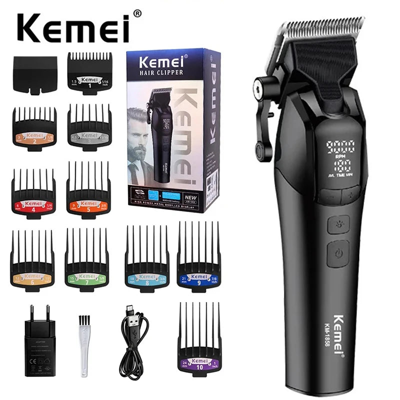 Kemei Professional Barber Hair Clippers Rechargeable Cordless