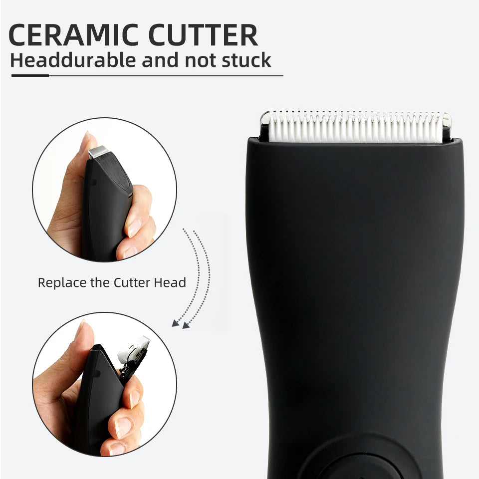 Men's Electric Groin Hair Trimmer Pubic Hair Removal Intimate Areas