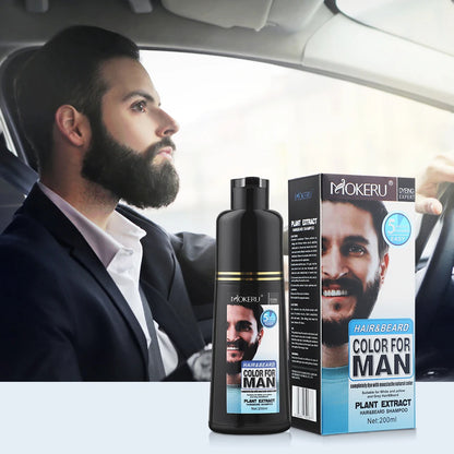 Natural Permanent Beard Dye Shampoo Repair Beard Coloring