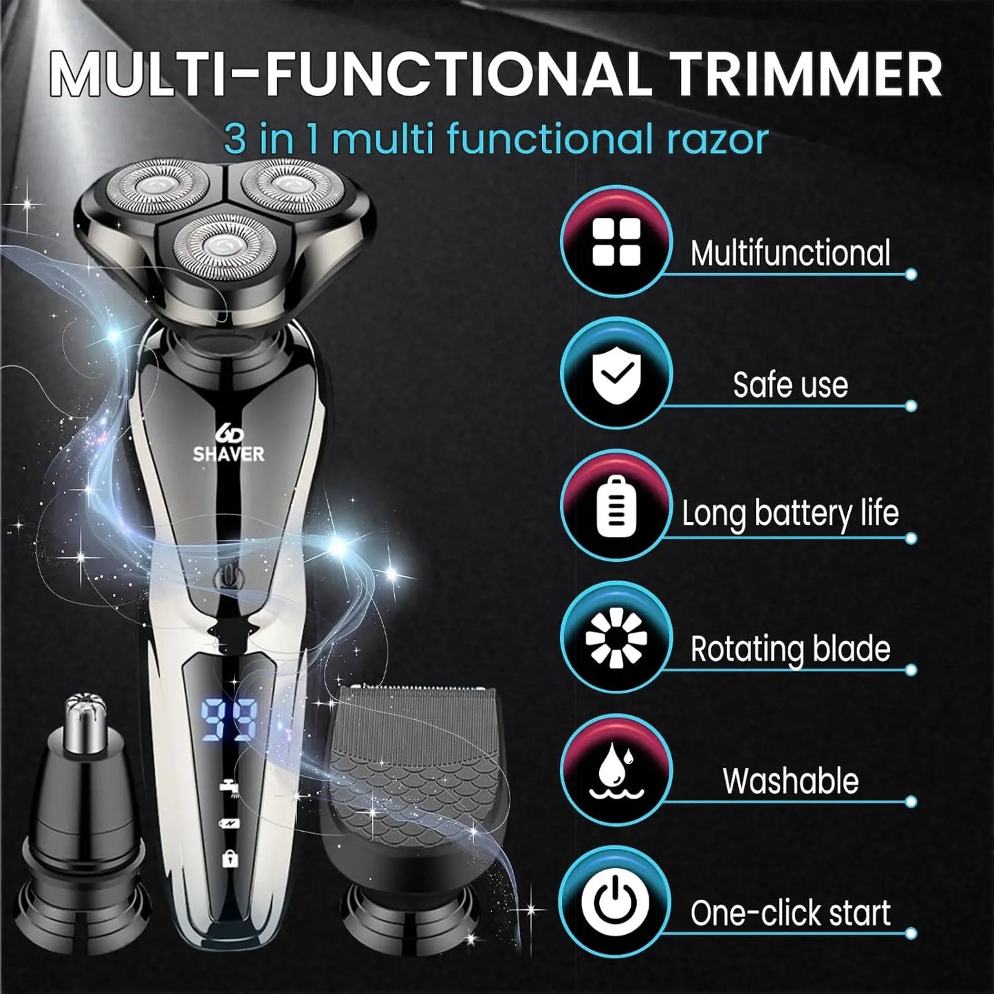 Rechargeable Electric Shaver for Men All in One Trimmer Set