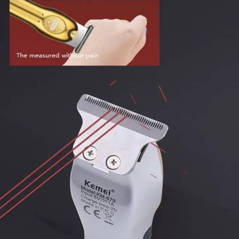 Kemei Professional Hair Trimmer Gold Clipper T-blade