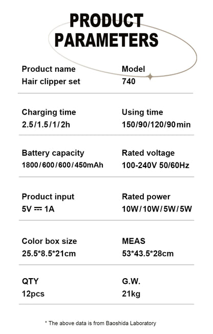 Resuxi 740 All Metal Hair Clippers Ears Nose Hair Trimmer