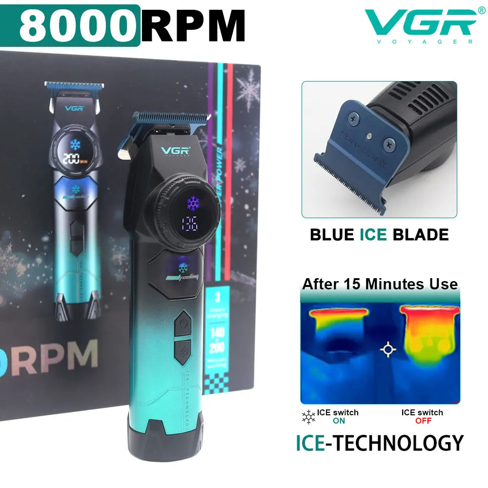 VGR V-946 Ice Tech Barber Trimmer Machine DLC T Blade