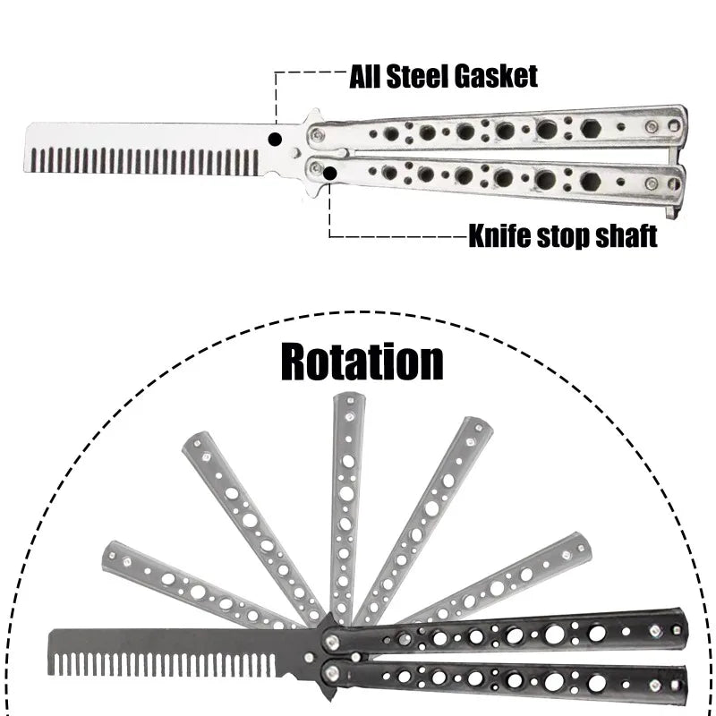 Foldable Comb Stainless Steel Practice Training Butterfly Comb