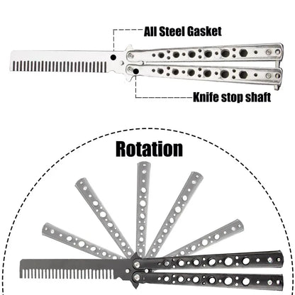 Foldable Comb Stainless Steel Practice Training Butterfly Comb