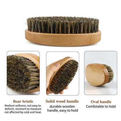 Boar Bristle Wood Beard Brush Hairdresser Shaving Tools