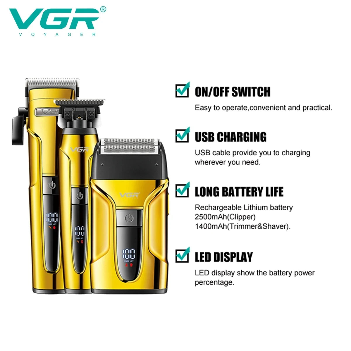 VGR V-694 3-in-1 Hair Trimming Set Professional High end Hair Clipper