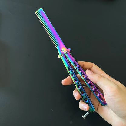 Foldable Comb Stainless Steel Practice Training Butterfly Comb