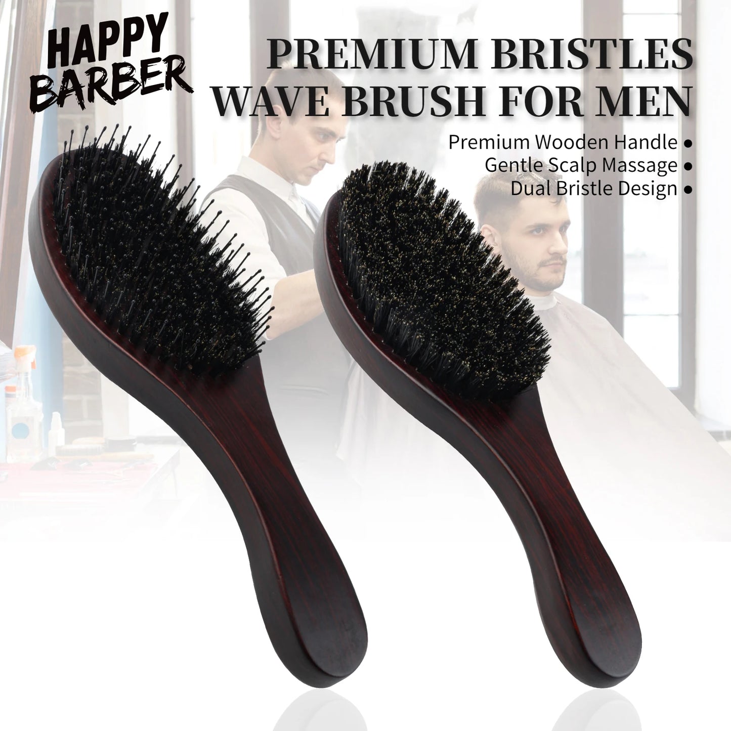 Boar Bristle Oval Shape Hair Brush Antistatic Oil Head Wave Brush