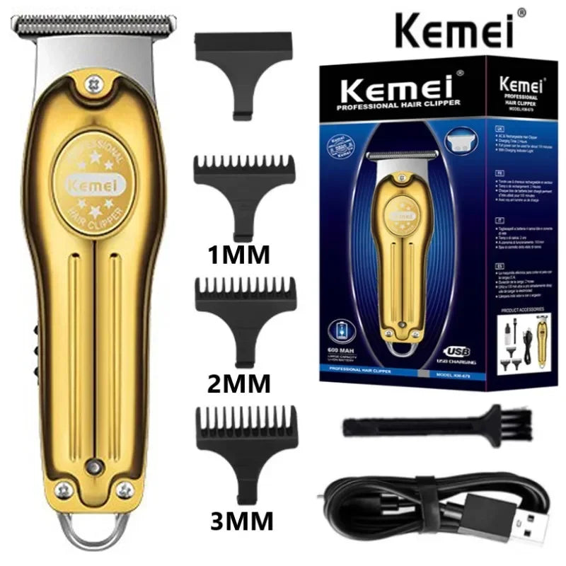 Kemei Professional Hair Trimmer Gold Clipper T-blade