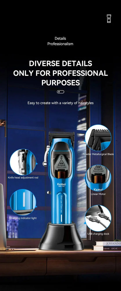 Kemei Professional Hair Clipper Barber Cordless Hair Trimmer