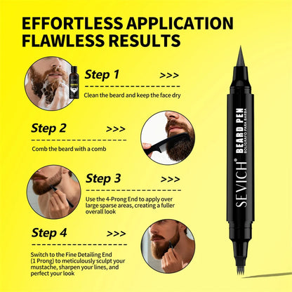 Double-headed Beard Filling Pen Black/Brown Waterproof