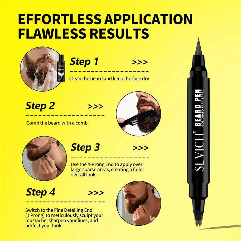 Double-headed Waterproof Beard Pen Filler Men Moustache
