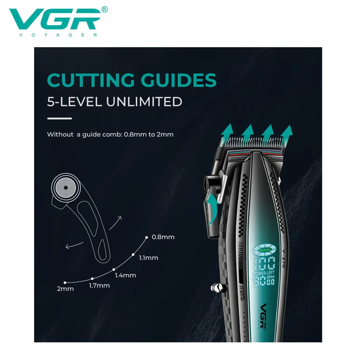 VGR Hair Trimmer Electric Cordless Hair Clipper Professional V-270