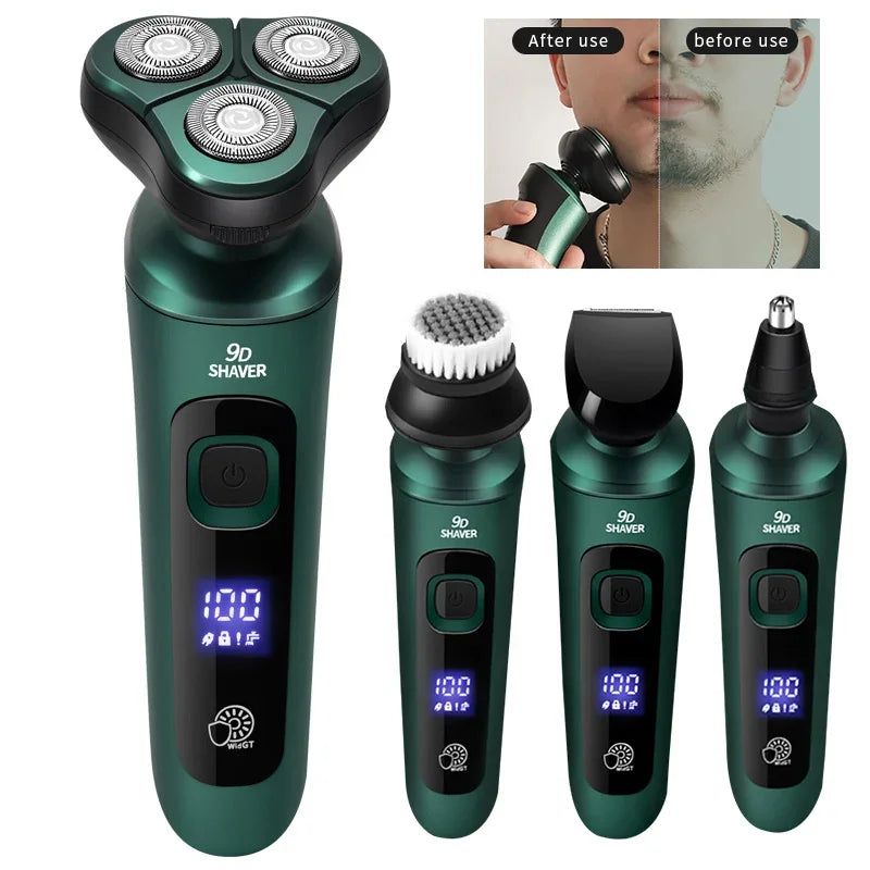 New Smart Electric Shaver LCD Digital Display Three-head Floating Razor