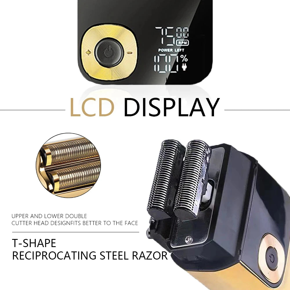 Kemei KM-2028 Men's Electric Metal Shaver LED Display Shavers