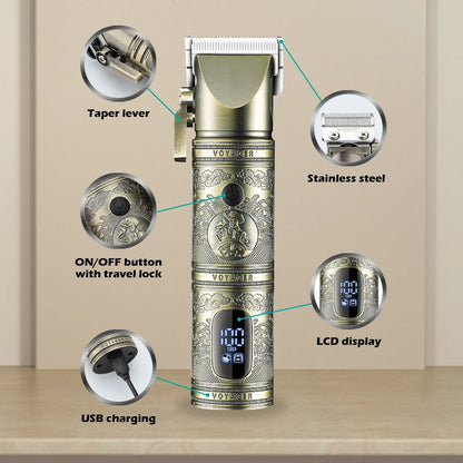 VGR Hair Clipper Professional Hair Trimmer LED Display V-697