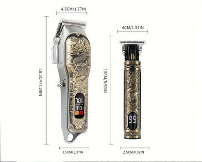 2pcs Set Professional Hair Clippers Set, Cordless Portable Electric Shaver