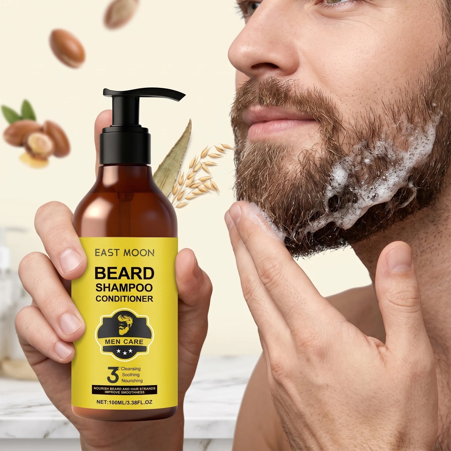 East Moon Men Beard Shampoo Deep Cleaning Moisturizes