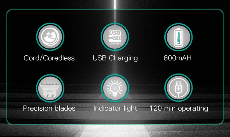 VGR Hair Trimmer Professional Hair Clipper Wireless Hair Cutting V-071