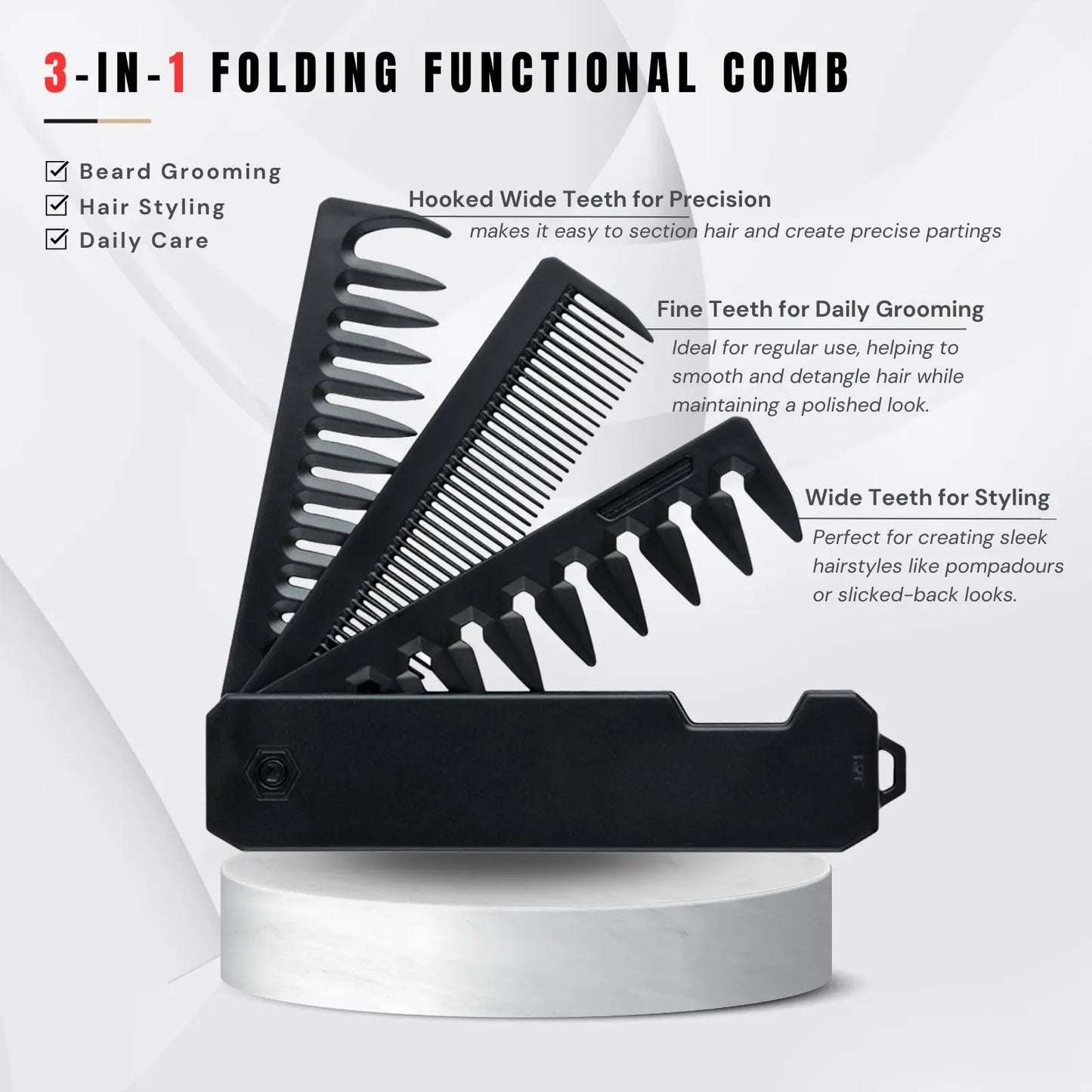 Multifunctional Folding Hair Comb Wide Tooth Oil Head Styling Beard