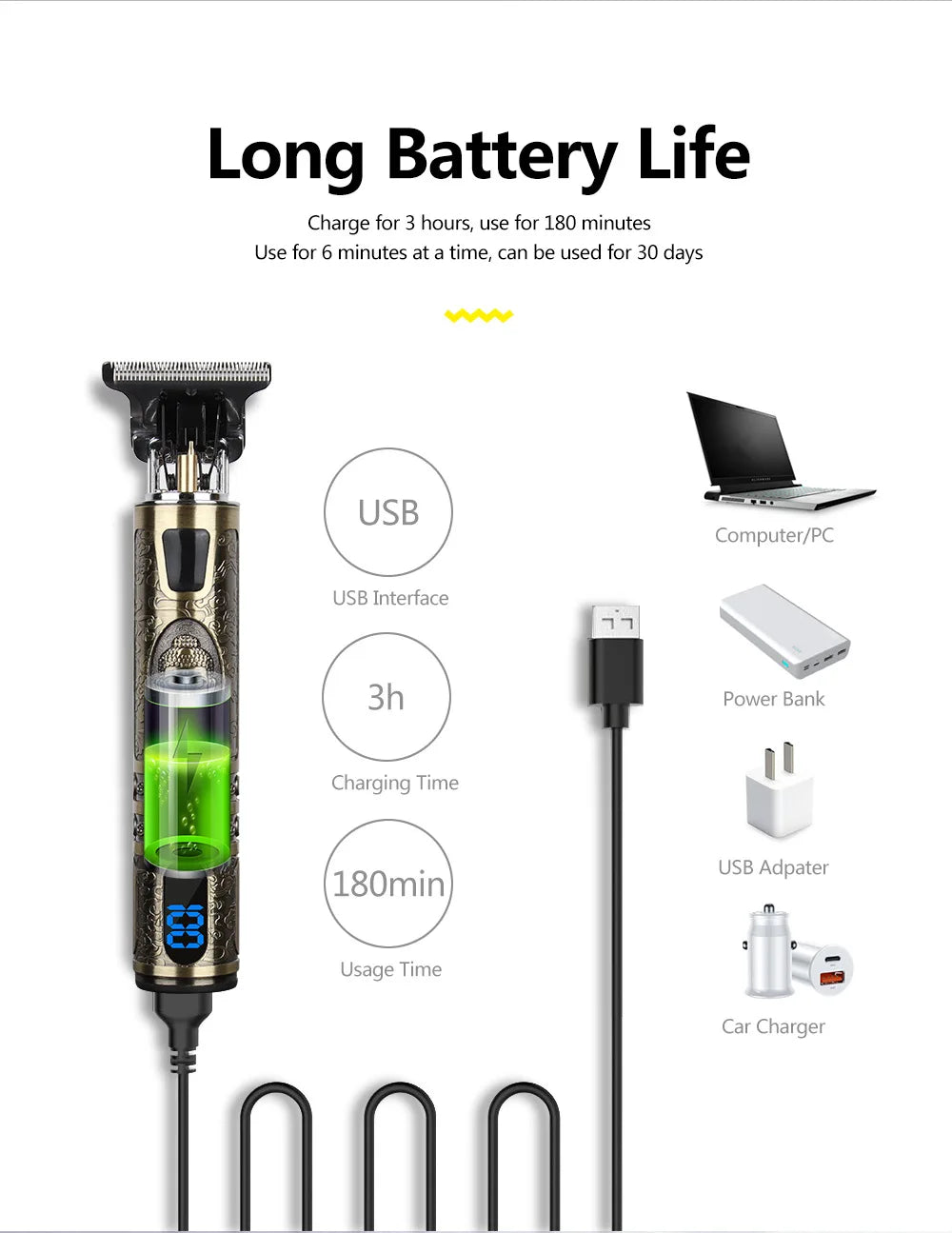 T9 LCD Electric Hairdresser Oil Shaving Head Electric Clipper