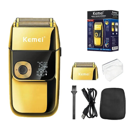 Kemei KM-2028 Men's Electric Metal Shaver LED Display Shavers