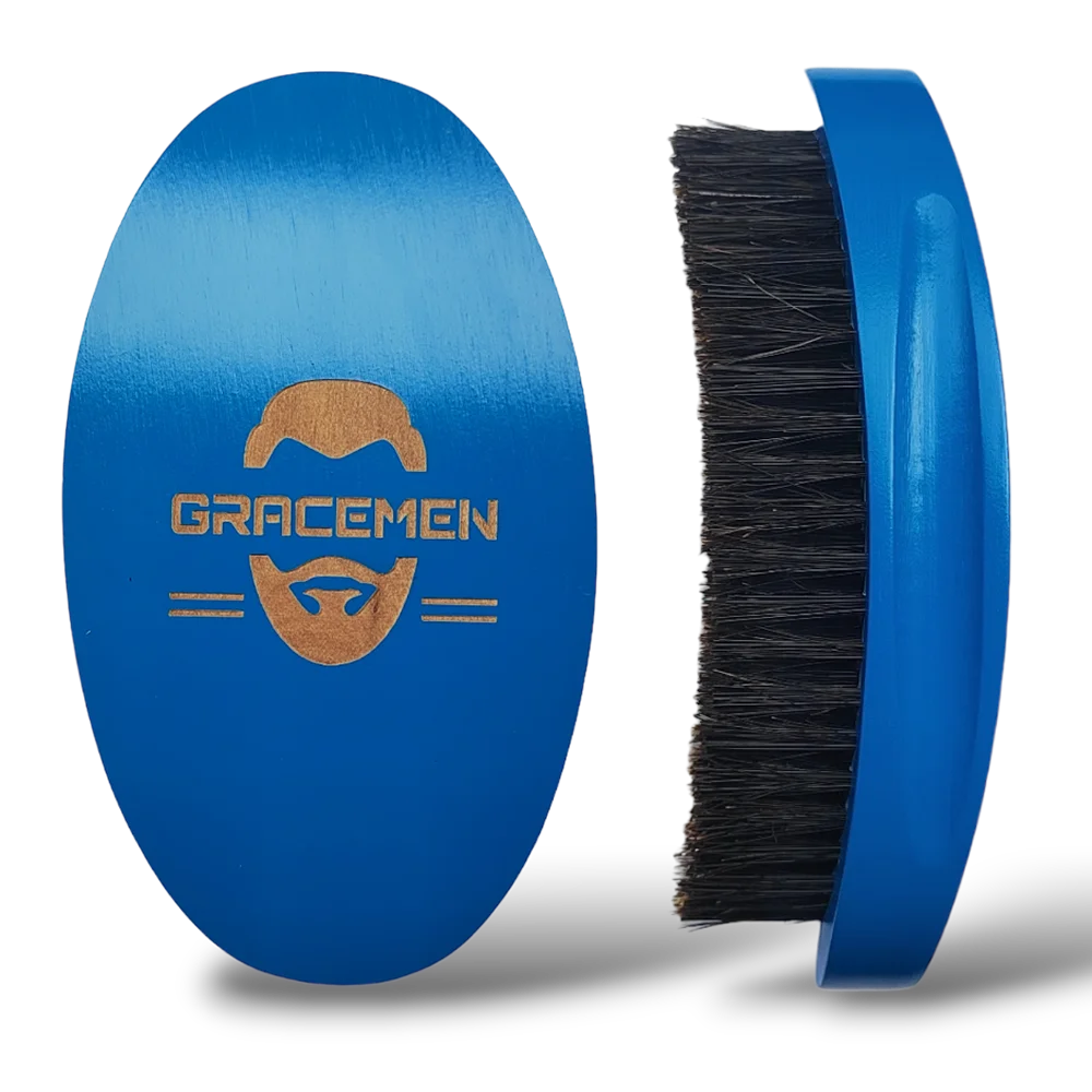 Gracemen 360 Wave Brush Afro Men Curved Wooden Handle