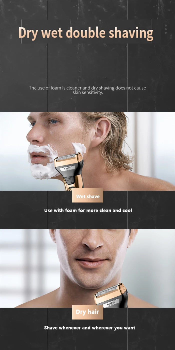 Kemei 3 In 1 Powerful Electric Shaver Facial Body Hair Trimmer KM-1429