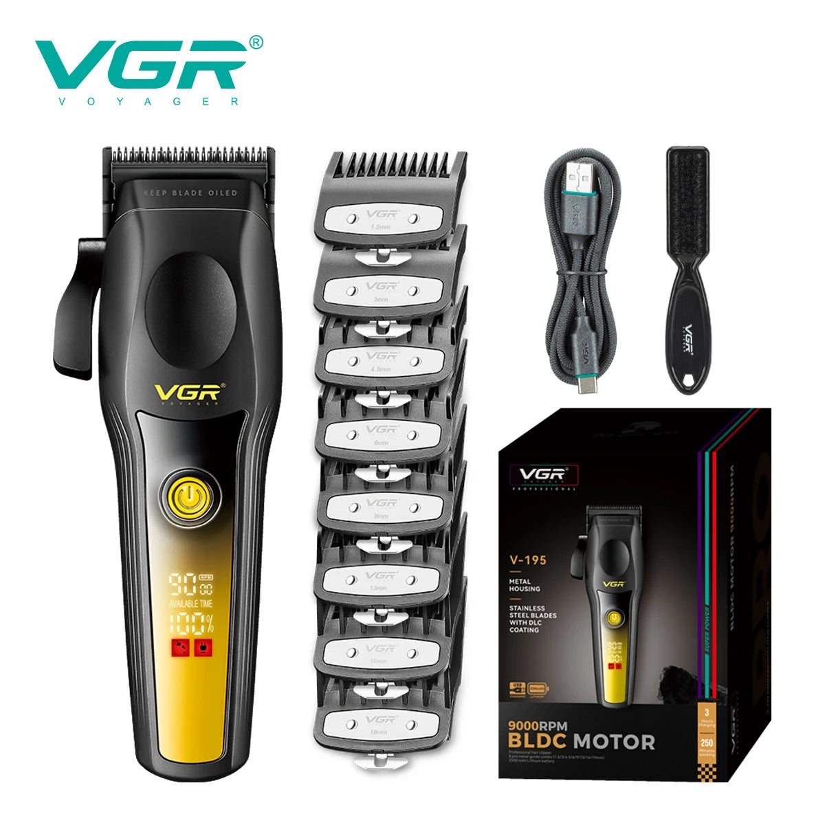 VGR New High end Hair Clipper Metal Body Titanium Alloy  V-195