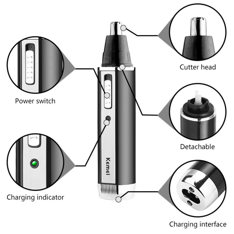 Kemei 4in1 Nose Hair Trimmer For Men Face Body Shaver Set