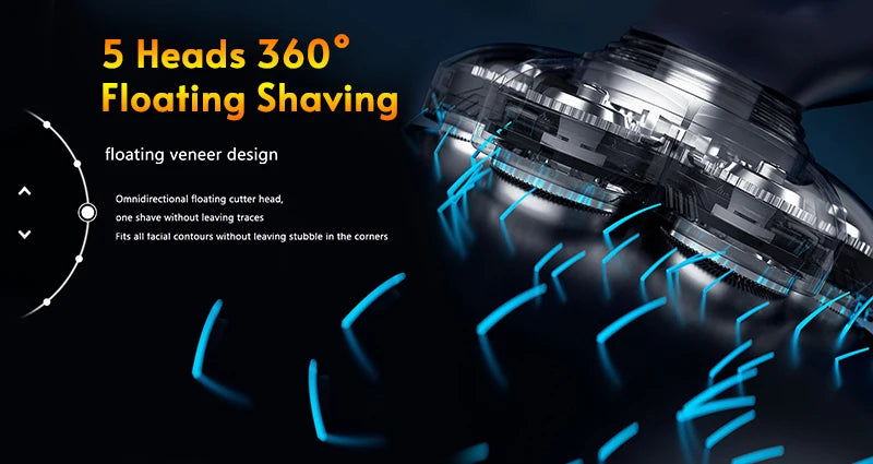 5 In 1 Electric Shaver For Men Bald Head Hair Clipper Nose Trimmer Razor