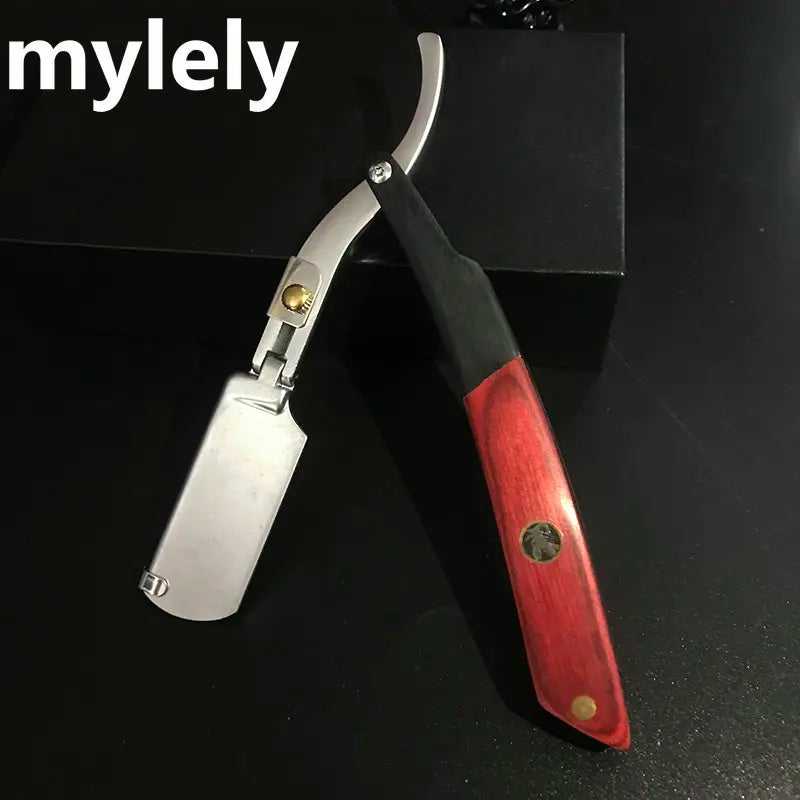 Stainless Steel Folding Shave Knife Handle Beard Straight Razor
