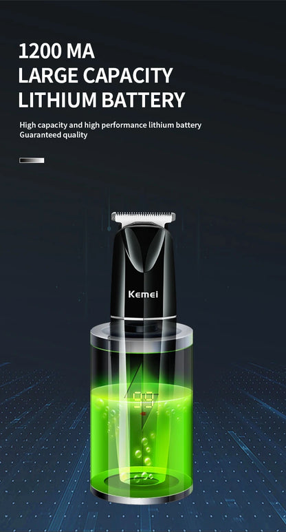 Kemei Cordless Hair Trimmer Professional Ceramic T Blade Clipper