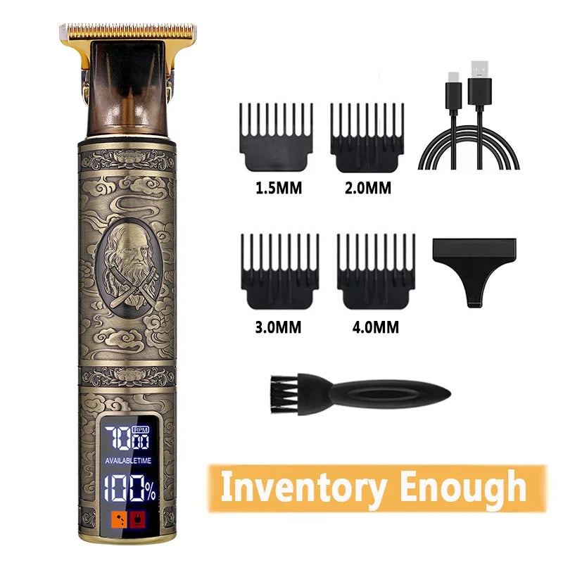 Electric Barber T9 Upgraded LCD Rechargeable Retro Oil Head