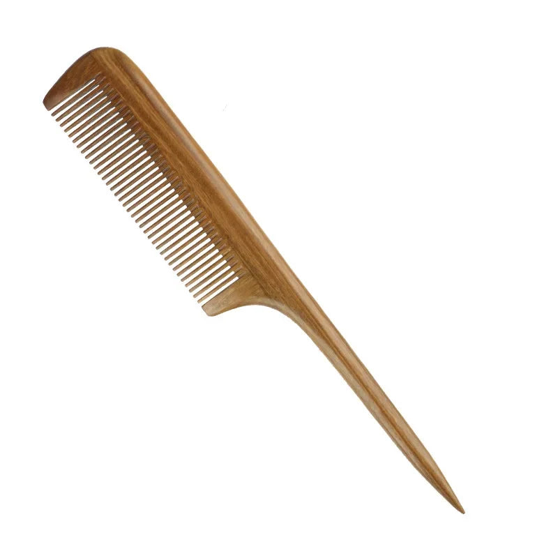 Natural Green Sandalwood Hair Comb 21cm Fine Tooth