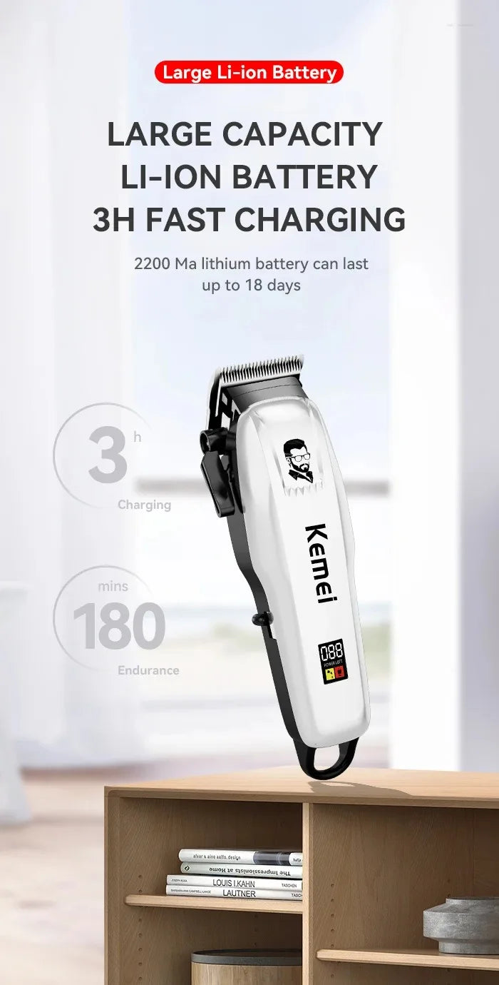 Kemei KM-PG809A KM-PG232 LCD USB Charging Hair Clipper