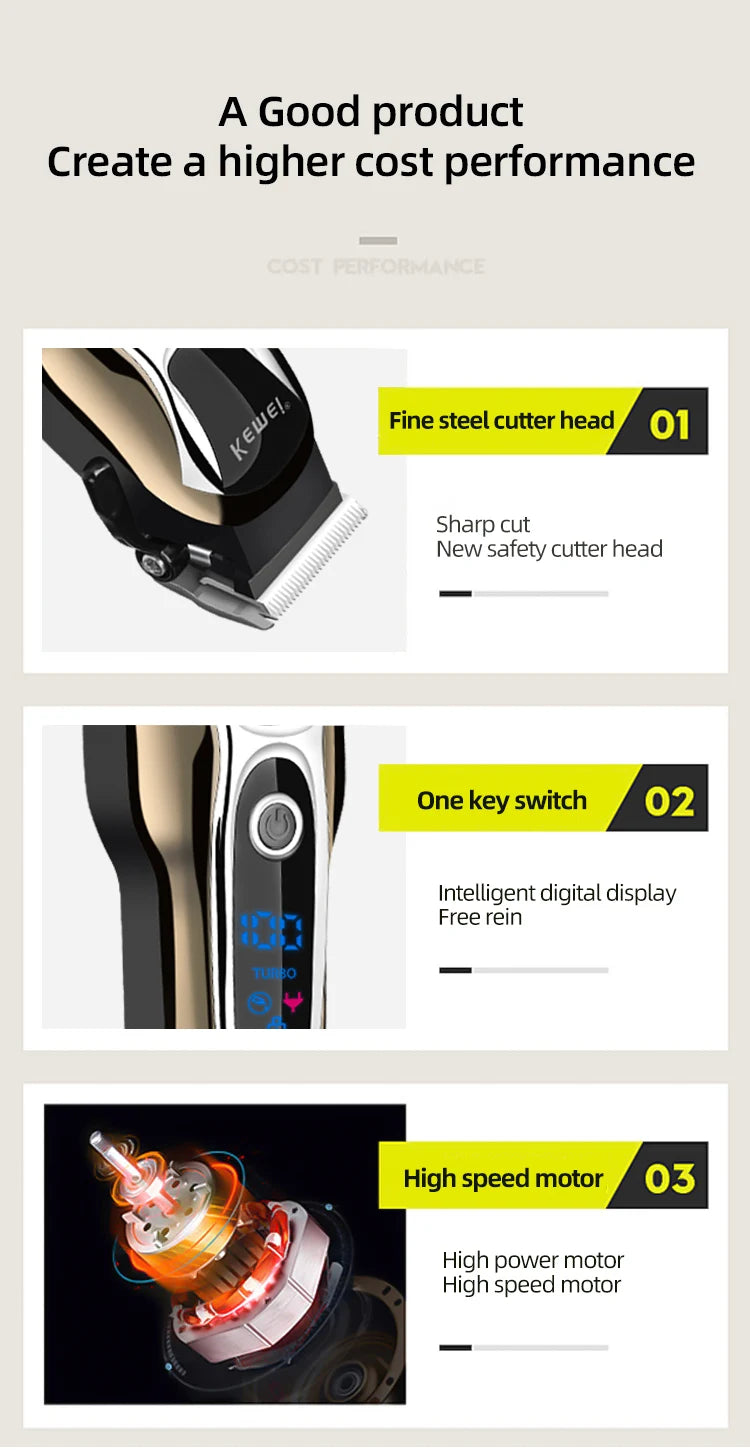 Kemei Professional Hair Clipper Rechargeable Trimmer KM-1990