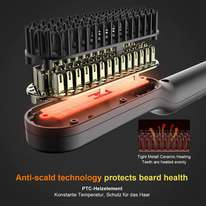 Beard Hair Straightening Brush Hot Heated Comb Men Beard