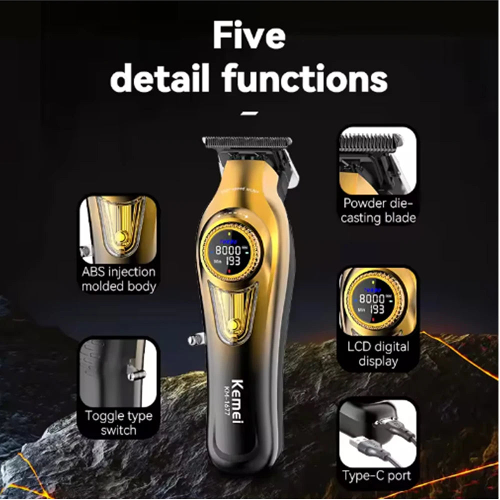 Kemei Hair Clippers Smart Digital Display Hair Clipper KM-1677