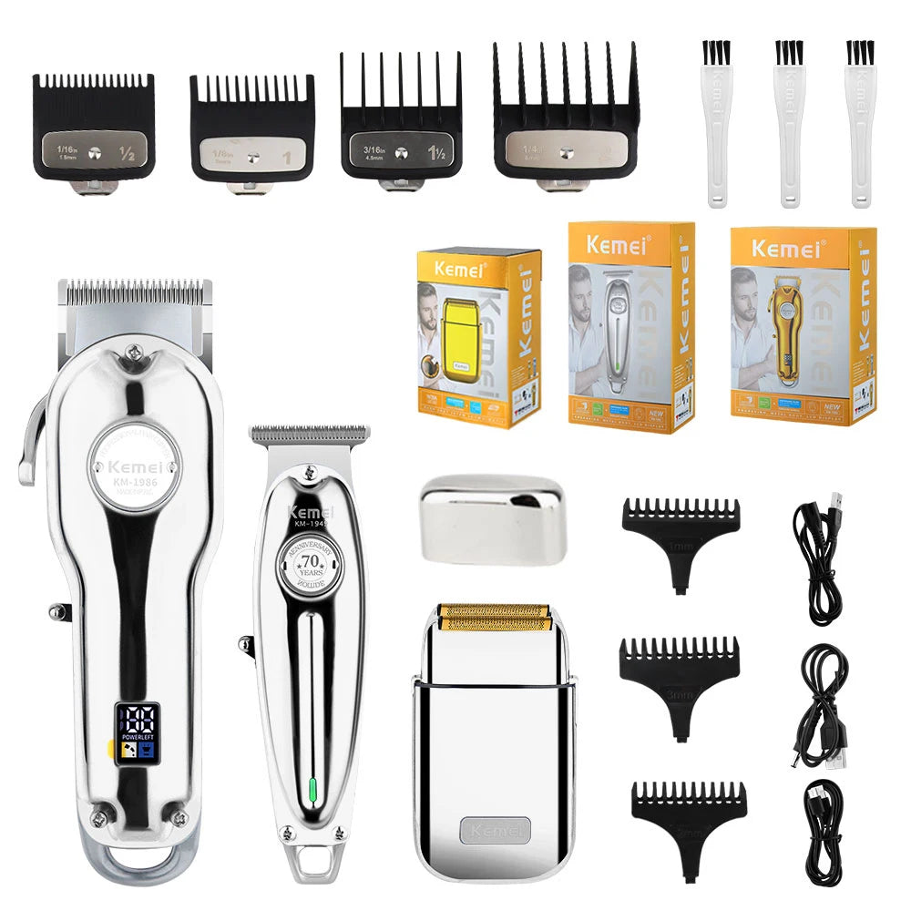 Kemei Professional Finishing Hair Clipper Kit Electric Cordless