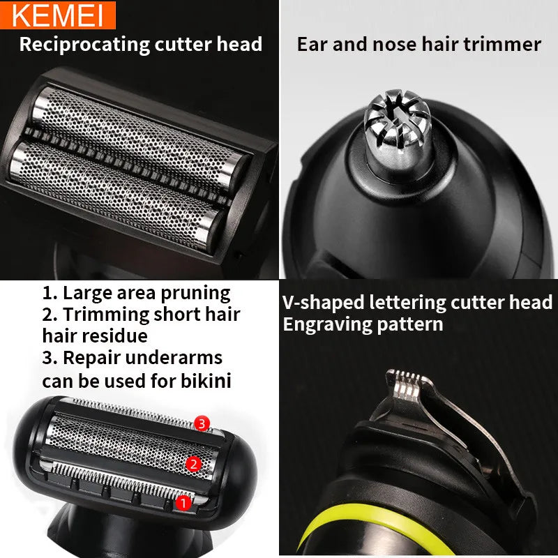 Kemei Electric Hair Clipper Beauty kit for Men Electric shaver beard trimmer