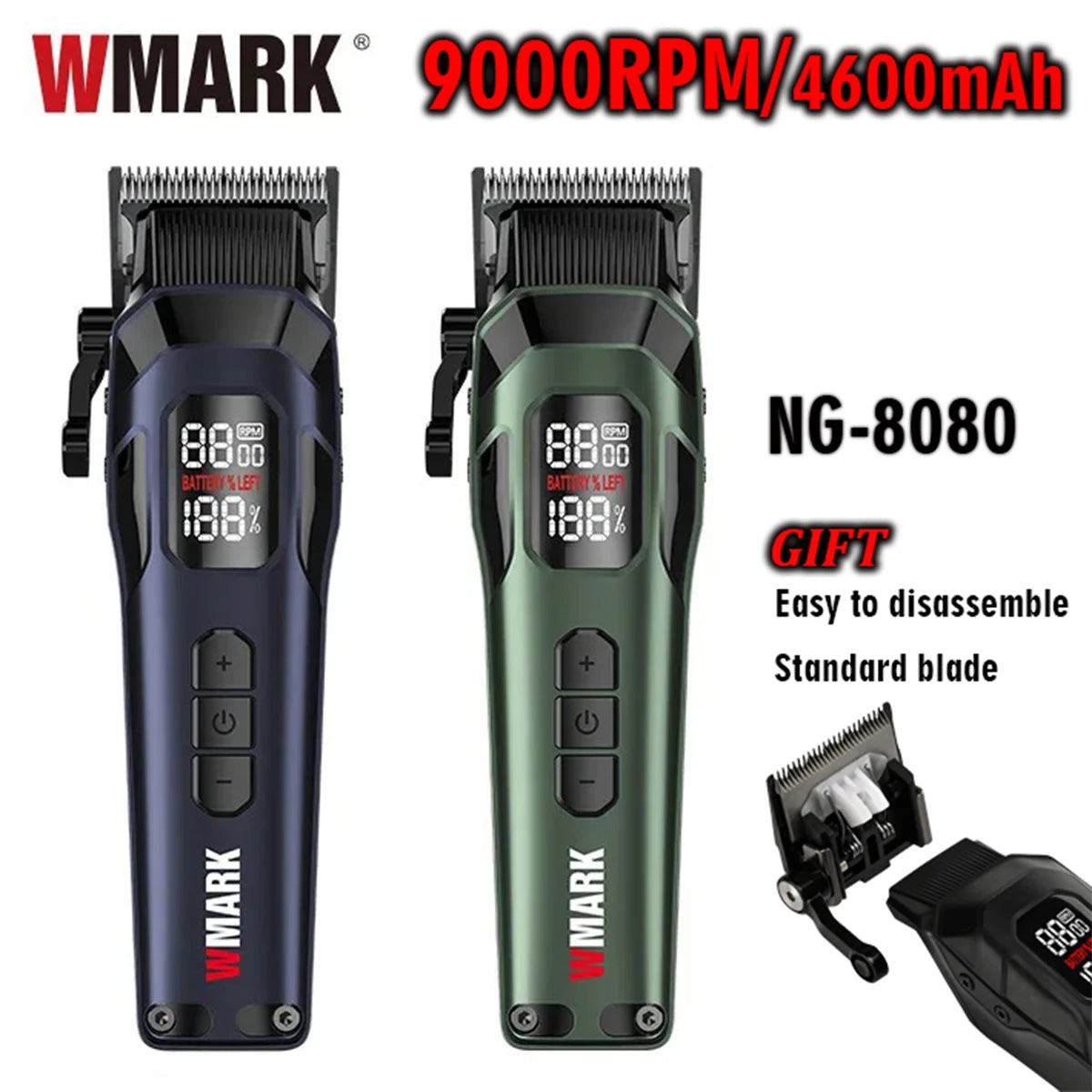 9000RPM NG-8080 Professional Hair Clipper 5 Speed Adjustment