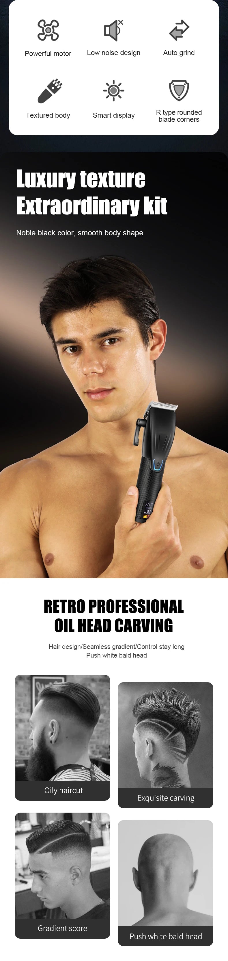 Resuxi 362 Kit Waterproof New Hair Clipper Shaver Set