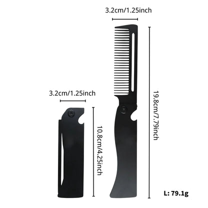 NEW Folding Stainless Steel Comb Men Retro Oil Head Combs