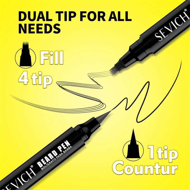 Double-headed Beard Filling Pen Black/Brown Waterproof