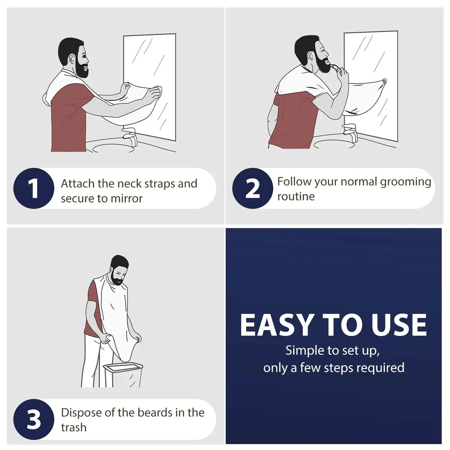 Male Shaving Apron Beard Catcher Cape Care Bib Face Shaved