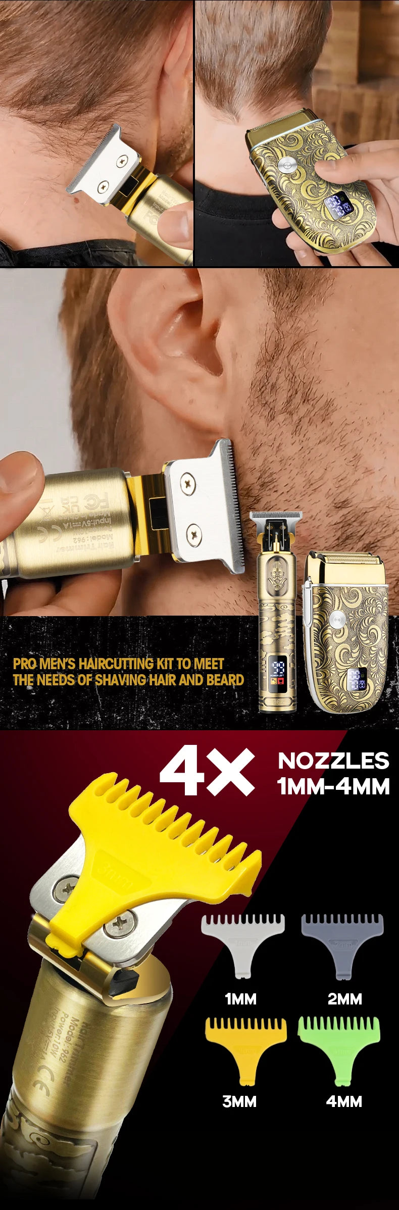 All Metal Oil Head Carving Hair Trimmer Grooming Kit