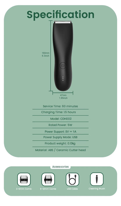 Men's Electric Groin & Body Shaver Trimmer