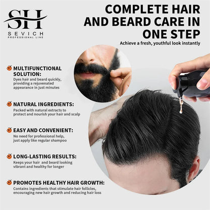 250ml Natural Black Hair Shampoo 5in1 Darkening Beard Shampoo